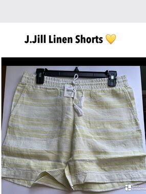 J. Jill Shorts New Citron and White Striped Linen Shorts NWT XS